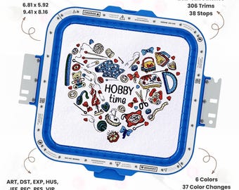 Diseño de bordado Hobby Time Diseño de bordado para máquina de coser Diseños de bordado Hobby Time Descarga instantánea Diseño digital PES DST