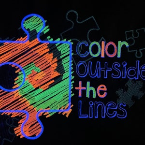 Farbe außerhalb der Linien Stickerei Muster Linien & Farben Maschinenstickerei Design Linien Stickerei Autismus Bewusstsein Zitat Instant Download