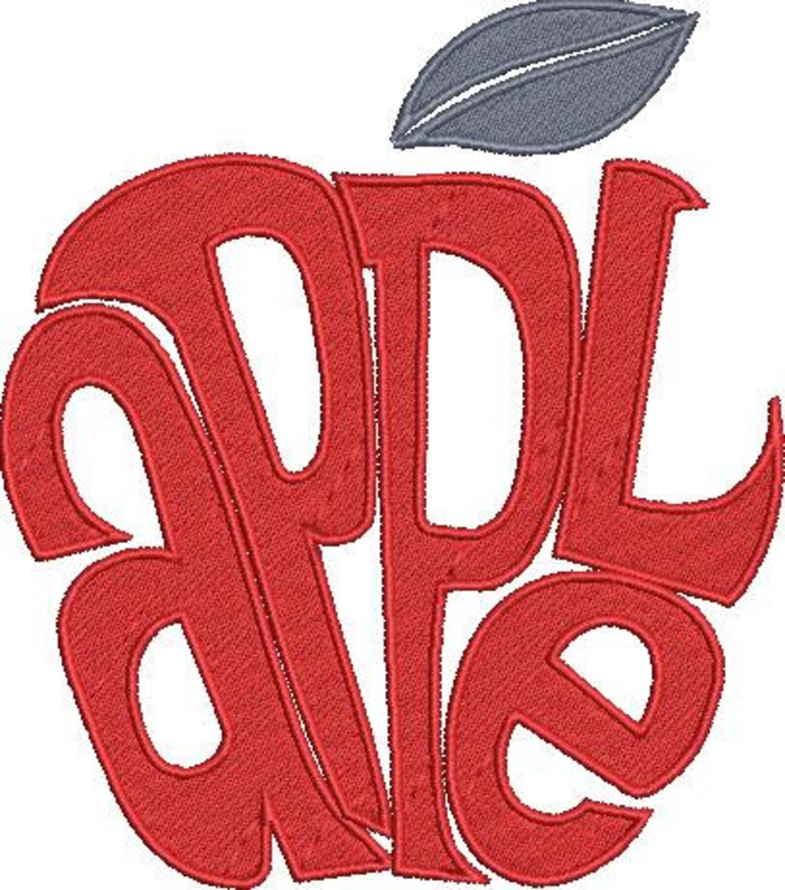 Apple Word Art Embroidery Pattern Etsy