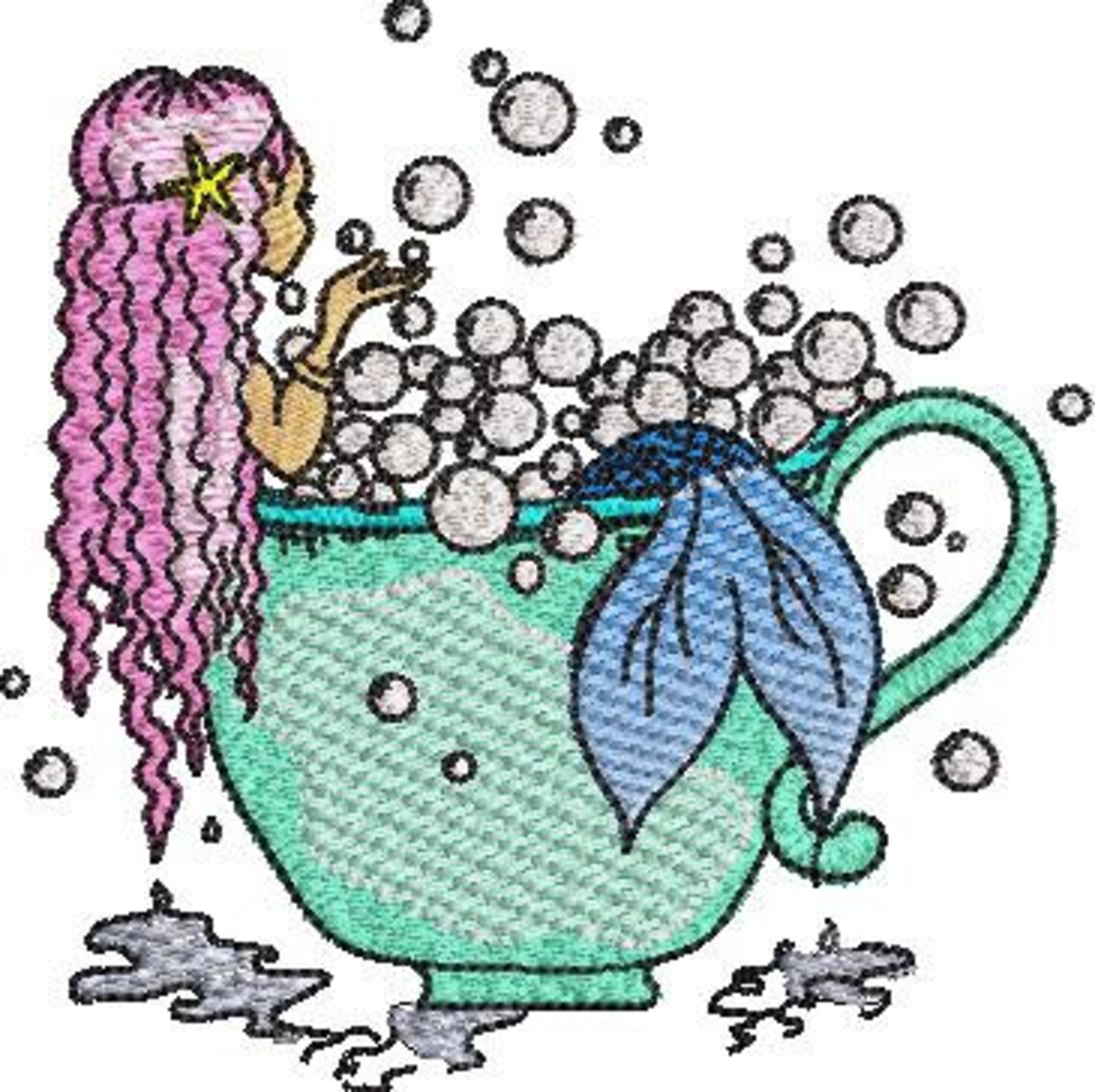 Mermaid Taking Bubble Bath Design Etsy