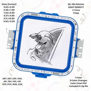 Puppy Sketch Embroidery Design Cute Dog In Wind Pattern Dog Face Outline Embroidery Pet Line Art Embroidery File Digital Download PES DST