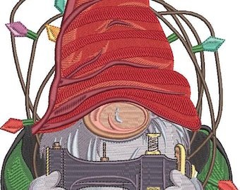Sewing Gnome Machine Embroidery Pattern Gnome Embroidery Design Sewing Gnome Embroidery Pattern Instant Download PES DST Files Digital File