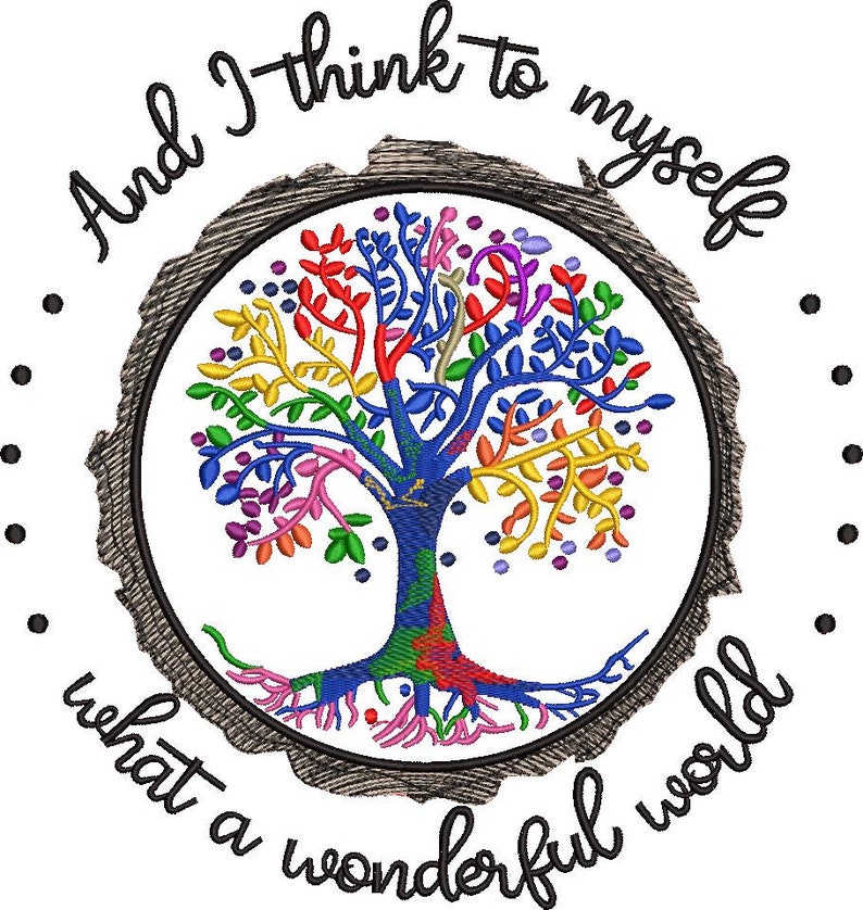 What A Wonderful World Embroidery Design Embroidery Pattern Etsy