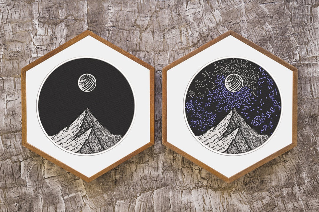 Moon & Mountain Embroidery Pattern - Etsy