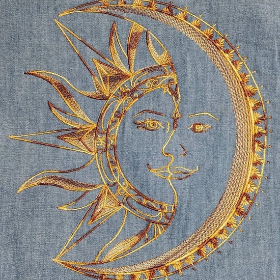 太陽と月の機械刺繍デザイン 太陽と月の刺繍デザイン 月の刺繍デザイン