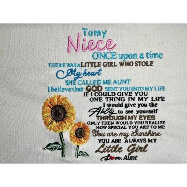 To My Niece Aunt - Poem Machine Embroidery Design Poems For Niece Embroidery Design Baby Niece Embroidery Niece Love Design Digital File