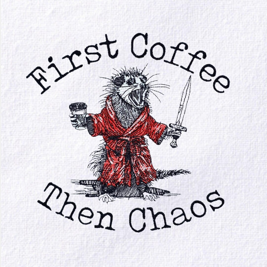 Rat With Coffee Machine Embroidery Design Humorous Rat Machine ...