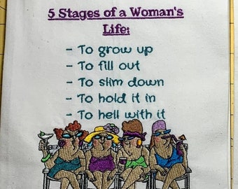 5 Stages of a Woman's Life Machine Embroidery Pattern Women Embroidery Design 4 Women Embroidery Design Old Lady Embroidery Design PES DST