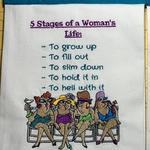 5 Stationen des Lebens einer Frau Maschinenstickerei Muster Frauen Stickdatei 4 Frauen Stickmuster Stickdatei alte Dame Stickdatei PES DST