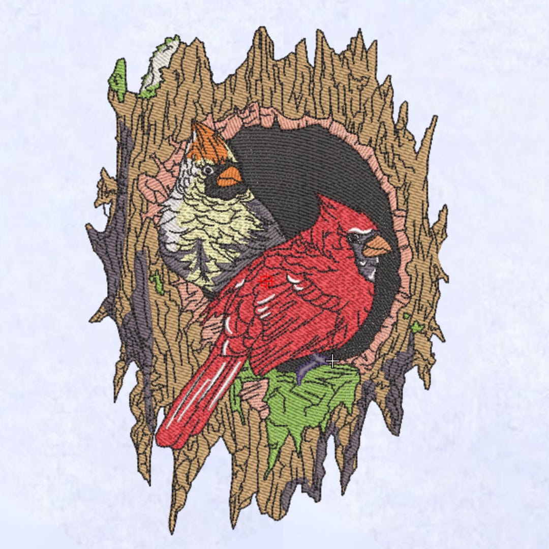 Cardinals Embroidery Design Cardinals in Tree Hollow Machine Embroidery ...