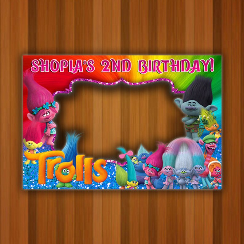 Trolls Photo Booth Frame Birthday Image 0