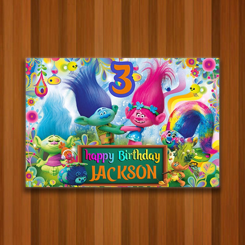 Trolls Birthday Backdrop Custom Party Ideas Image 0