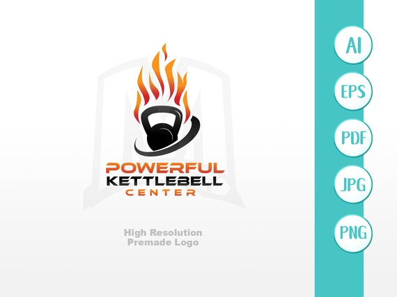 Premade Logo Powerful Kettlebell Center Logo Kettlebell Etsy
