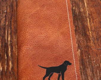 Personalized folder, motif "loyal dog", for EU pet ID card made of beige leather