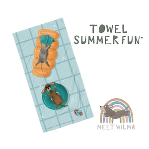 Towel &quot;Dachshund Summer&quot;  Yoga Towel | Cute Print Towel | Dachshund Print Illustration | Dackel Handtuch Sommer Hunde Handtuch | Dog Gifts