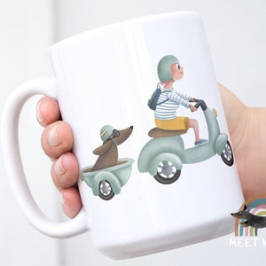 Dog Mug &quot;Toscana Ride&quot; | Dachshund Mug | Dackel Tasse | Dog Gift | Dackel Geschenk | Mug Dog Print | Dog Illustration Mug