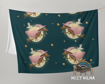 Dachshund Halloween Blanket | Cute Witch Dog Print
