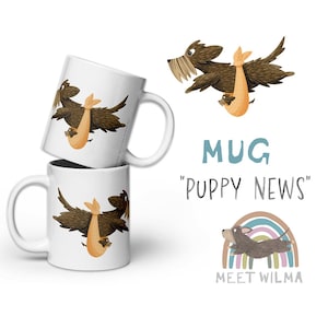 Mug Puppy News - wire Dachshund - Baby Shower Gift - Dackel Illustration - Dachshund Gift - Bassotti Regalo Stampa - Rauhaardackel Dog Gift