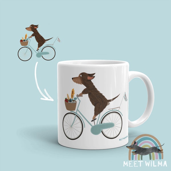 Dachshund Mug "Bike Ride" | Wire-haired Dachshund | Dachshund Gift | Rauhaardackel Dackel Geschenk Tasse | Dachshund Cup | Wire Sausage