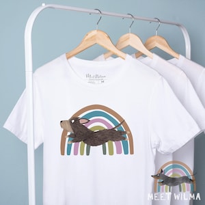 Rauhhaar Dackel Shirt: Regenbogen Dackel Geschenk