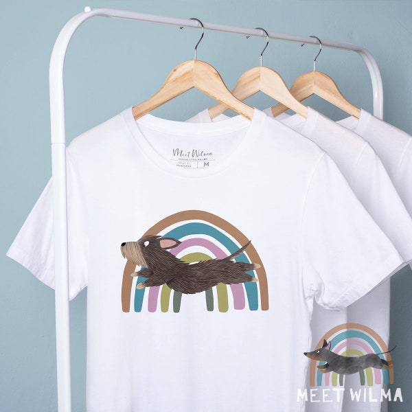 Rauhhaar Dackel Shirt "Regenbogen" | Rauhaardackel Shirt | Dackel Liebhaber Geschenk | Wurst Hunde Shirt | Rauhaardackel Geschenk | Süßer Hund