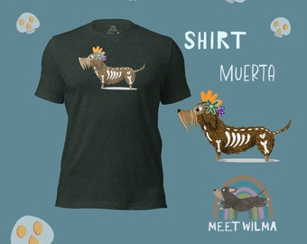 Halloweenie Dachshund Shirt | Wire-Haired Muerta Illustration