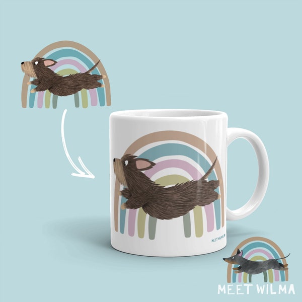 Tasse Teckel à poil dur « Rainbow » | Cadeau teckel | Tasse Rauhaardackel | Dackel Geschenk | Cadeau maman Doxie | Tasse de chien Weiner | Tasse de chien mignonne