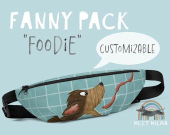 Dachshund Fanny Pack: "Foodie" Dog Print Bag
