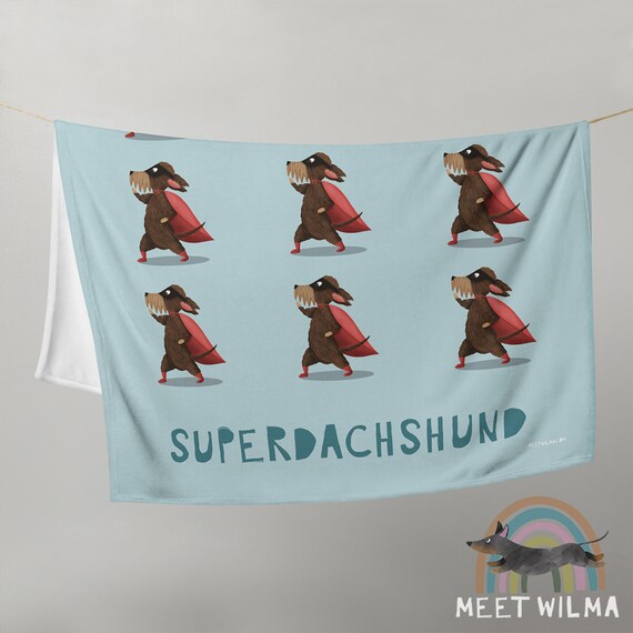 Dachshund Blanket "Superdachshund" | Dackel Geschenk | Teckel | Wire-haired Dachshund | Bassotti | Dog Print Blanket | Sausage Blanket