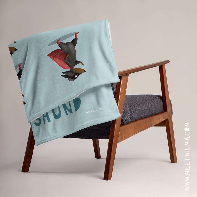 Dachshund Blanket "Superdachshund" | Dackel Geschenk | Teckel | Wire-haired Dachshund | Bassotti | Dog Print Blanket | Sausage Blanket image 6
