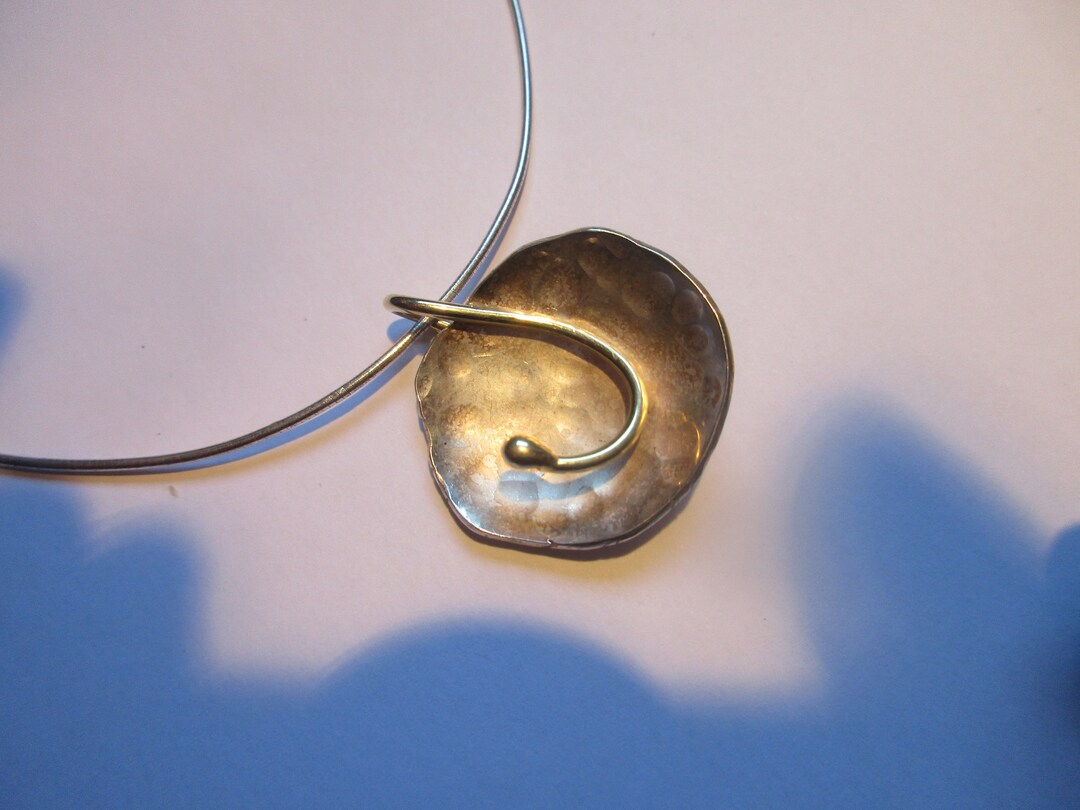 Hand Forged Silver Pendant With 585 Gold - Etsy