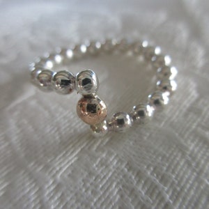Ball ring in silver with 585 gold ball