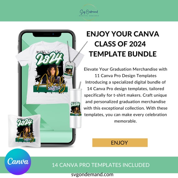 2024 Graduation Canva T-Shirt Design Template | Canva Pro Digital Download | 15 Templates Included