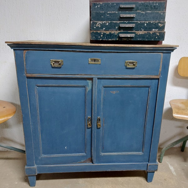 Antike Shabby Chic Kommode in Blau Kreidefarbe