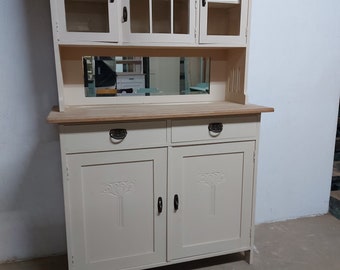 Antique Shabby Chic buffet cabinet in mocha chalk paint