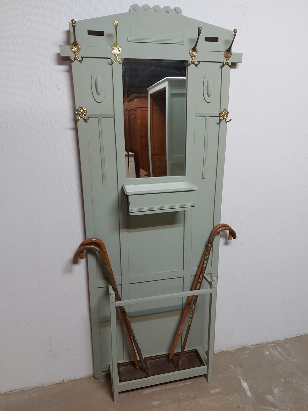 Antique Shabby Chic Coat Stand in Eucalyptic Green Chalk Paint - Etsy