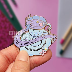 Enamel pin | Anti | tea time at midnights | blue and purple teacup | tea lover | glitter pin | jacket, cap accessory