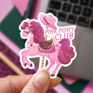 Autocollant brillant pink pony | club | autocollant fan de musique | autocollant pour téléphone, tablette, ordinateur | autocollant cheval