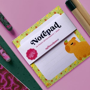Adorable capybara notepad | capybara summer | cute animal stationery | memopad | handmade | To do list | kawaii animal memo