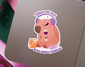 Capybara sticker | True Crime | Capybara fan | Cute stationery | Sticker for tablet, phone, computer | Kawaii animal