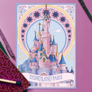 Illustration A4 et A5, Château enchanté, style art nouveau