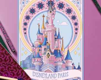 Disneyland Paris, A4 and A5 illustrations, Enchanted Castle, Art Nouveau style
