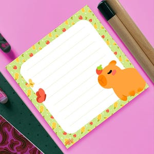 50-page tear-off notepad, cute capybara design, cute animal stationery, memopad, note-taking, kawaii, handmade, planner