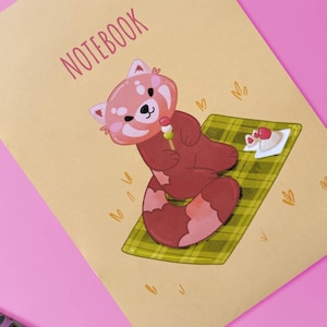 A5 red panda notebook | blank or lined pages | Cute animals stationery | Drawing book | Handmade | diary notebook | kawaii | picnic spring