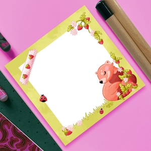 Adorable bloc-notes panda roux | papeterie mignonne | memopad | Bloc-notes fait main | To do list | Kawaii animal | illustration printemps