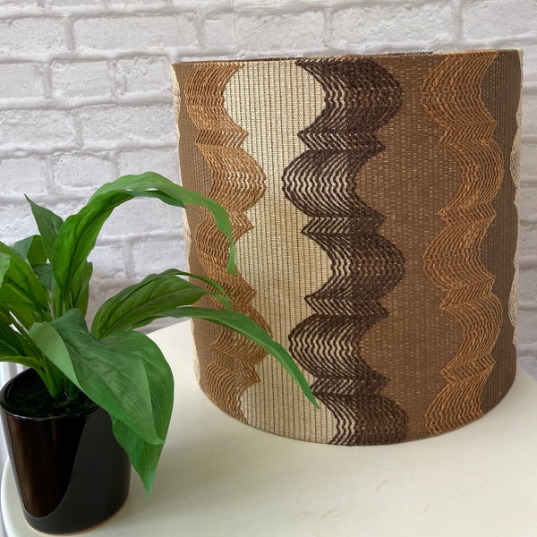 Large vintage 1970’s brown patterned lampshade - free postage