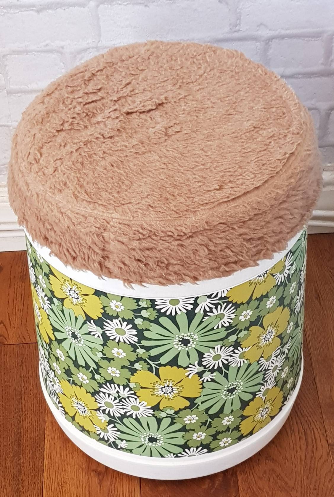 Vintage / retro 1970's plysu floral lavadero / taburete | Etsy