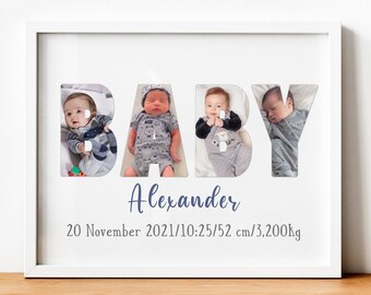Collage de fotos de recién nacidos, Foto de collage de bebé, Collage de cumpleaños de bebé, Regalo de collage de bebé personalizado