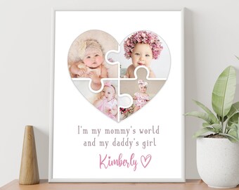 Collage de corazón de bebé, Collage de fotos de guardería, Collage personalizado para niños, Regalo personalizado para niños, Impresión de guardería, Collage de fotos para niños