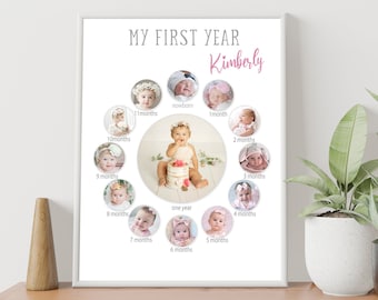 Collage de primer año, collage de 1er año, Foto de collage de bebé, Collage de fotos de recién nacido, Collage de cumpleaños de bebé, Regalo de collage de bebé personalizado,
